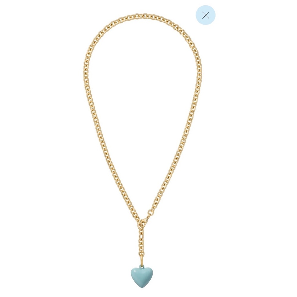 NWOT.Roxanne Assoulin The Mini Puffy Heart Necklace Cloud Blue
